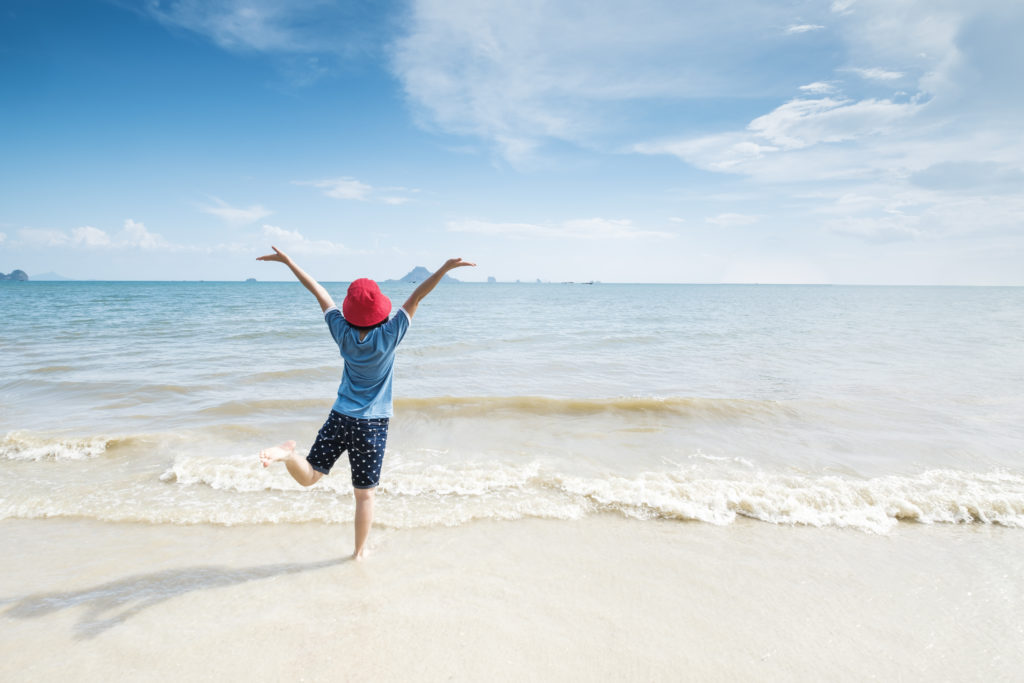 I like beach. Happy woman Beach vacation. Like Beach.